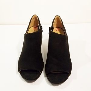 Suede Platform Peep-Toe Heels